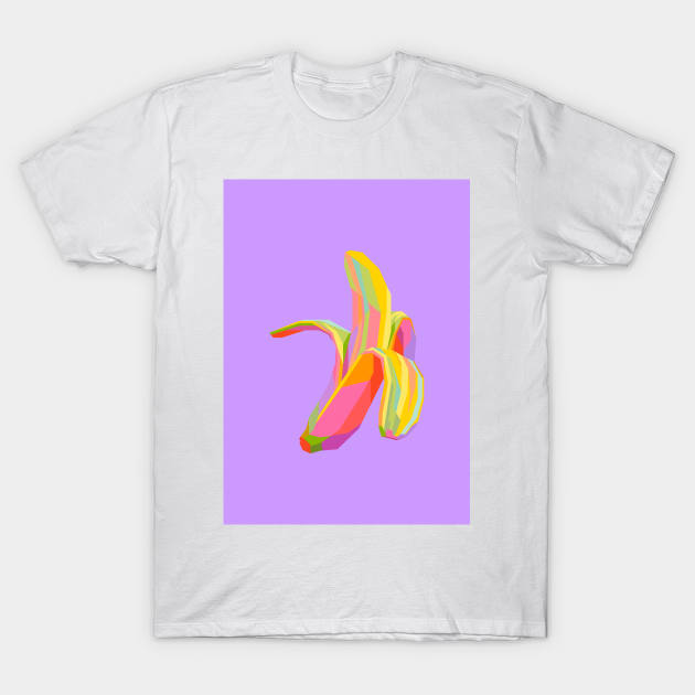 Banana Pop Art Purple Bg T-Shirt by AhmadNusyirwan